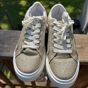 Gold sparkle sneakers